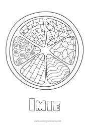 Kolorowanka do personalizacji Zentangle Pizza