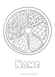 Free colouring Zentangle Pizza