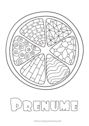 Pagină de colorat personalizată Zentangle Pizza
