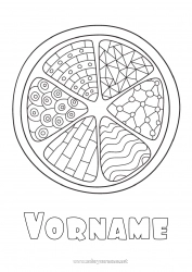 Kostenlose Malvorlage Zentangle Pizza