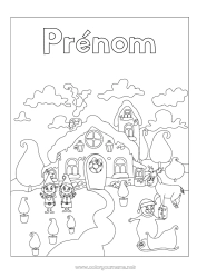 Dessin gratuit Neige Lutins de Noël Coloriages lutins Pôle nord Atelier du Père Noël Laponie Chalet