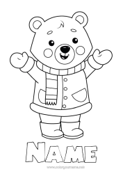 Free colouring Bear Cute Winter Animal Teddy bear Forest animals