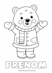 Coloriage gratuit Ours Mignon Hiver Animal Ourson Animaux de la forêt