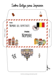 Dibujo libre Sobre Bélgica Sobre para imprimir Viaje del duende navideño Sobre para el correo del elfo de Navidad