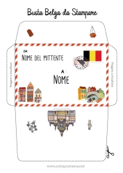 Colorazione gratuita Busta Belgio Busta da stampare Viaggio dell'elfo di Natale Busta per la posta dell'elfo di Natale