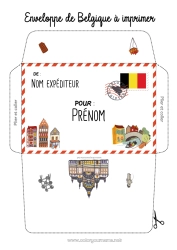 Dessin gratuit Enveloppe Belgique Enveloppe à imprimer Voyage de l'elfe de Noël Enveloppe pour courrier du lutin de Noël