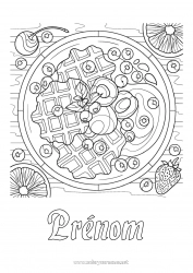 Coloriage gratuit Cerise Fruits Gourmandises, sucreries Fraise Zentangle Belgique Gaufre