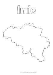 Kolorowanka do personalizacji Geografia Belgia Mapa krajów
