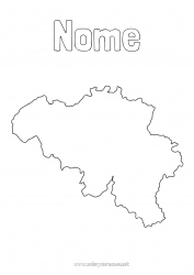 Colorare per personalizzare Geografia Belgio Mappa dei paesi