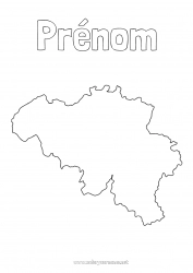 Coloriage à personnaliser Géographie Belgique Carte des pays