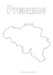 Pagină de colorat personalizată Geografie Belgia Hartă a țărilor