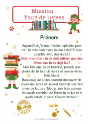 Coloriage à personnaliser Lutins de Noël Mission du lutin de Noël Lettres de lutins farceurs Livre Lecture