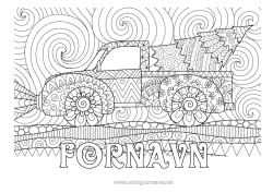 Gratis farvelægning Lastbil Køretøjer Zentangle Lastbiler og erhvervskøretøjer Grantræ