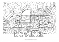 Colorear gratis Camión Vehículos Zentangle Camiones y vehículos utilitarios Abeto