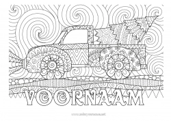 Gratis tekening Vrachtwagen Voertuigen Zentangle Vrachtwagens en bedrijfsvoertuigen Kerstboom