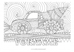 Kostenlose Malvorlage Lastwagen Fahrzeuge Zentangle Lastwagen und Nutzfahrzeuge Tannenbaum