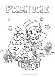 Pagină de colorat personalizată Brad de Crăciun Sirena