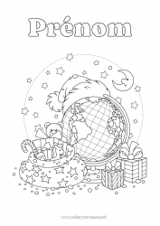 Dessin gratuit Cadeaux Hotte Jouets Jeux et jouets Globe terrestre Bonnet de Noël