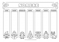 Colorear gratis Invierno Navidad Kawaii Actividades para niños Calendarios y planificadores