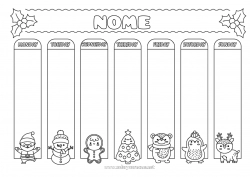 Desenho para personalizar Inverno Natal Kawaii Atividades para Crianças Calendários e planejadores
