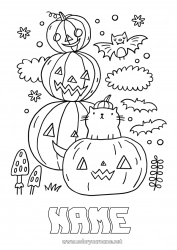 Free drawing Pumpkin Black cat Cute Halloween Dog and cat