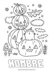 Colorear gratis Calabaza Gato negro Lindo Halloween Perros y gatos