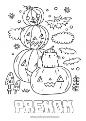 Coloriage gratuit Citrouille Chat noir Mignon Halloween Chiens et chats