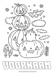 Gratis kleurplaat Pompoen Zwarte kat Schattig Halloween Honden en katten