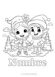 Colorear gratis Elfos de navidad Dibujos de Elfos para colorear