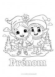 Coloriage gratuit Lutins de Noël Coloriages lutins