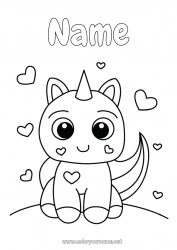 Free coloring Cat Unicorn Animal Easy coloring pages Dog and cat Dragons, unicorns and fantastic animals