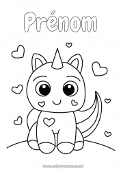 Coloriage gratuit Chat Licorne Animal Coloriages faciles Chiens et chats Dragons, licornes et animaux fantastiques