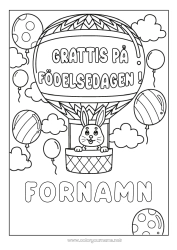 Gratis teckning Födelsedag Kanin Luftballong Grattis på födelsedagen! Skogens djur Luftfartyg