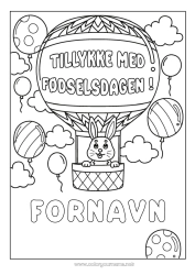 Gratis tegning Fødselsdag Kanin Luftballon Tillykke med fødselsdagen! Skovens dyr Luftfartøjer