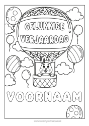 Gratis tekening Verjaardag Konijn Luchtballon Verjaardag (Frans) Bericht Bosdieren Luchtvaartuigen