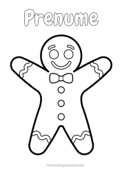 Pagină de colorat gratuită Pâine cu mirodenii Dulciuri, bunătăți Desene de colorat ușoare Biscuiți