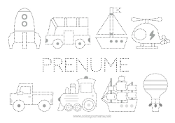 Desen liber de colorat Rachetă Vehicule Activități pentru copii Barcă Tren Balon cu aer cald Autobuz, microbuz Desene de colorat ușoare Urmează și colorează Vehicule aeriene Vehicule maritime Transport public terestru