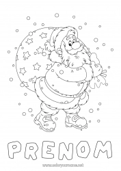 Coloriage à personnaliser Cadeaux Père Noël Noël Hotte