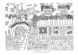 Colouring to customise Italy Complex Colouring Pages Zentangle Bridge