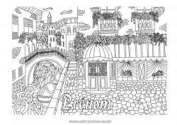 Coloriage à personnaliser Italie Coloriages complexes Zentangle Pont