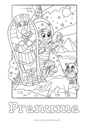 Pagină de colorat personalizată Mumie Pisică Egipt Câini și pisici Piramidă Faraon Istorie