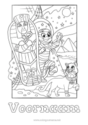 Gratis tekening Mummie Kat Egypte Honden en katten Piramide Farao Geschiedenis