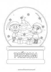 Coloriage gratuit Sapin de Noël Lutins de Noël Boule de Noël Coloriages lutins