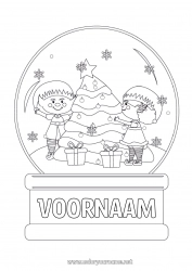 Gratis kleurplaat Kerstboom Kerstelf Kerstbal Elfjes kleurplaten