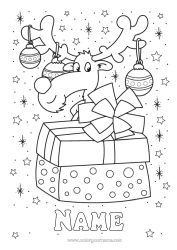 Colouring to customise Gifts Reindeer Christmas Bauble Animal Forest Animals