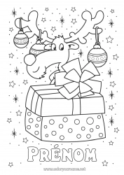 Coloriage à personnaliser Cadeaux Renne Boule de Noël Animal Animaux de la forêt