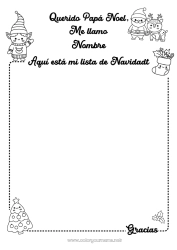 Colorear para personalizar Carta a Papa Noel Actividades para niños Lista de regalos para Papá Noel