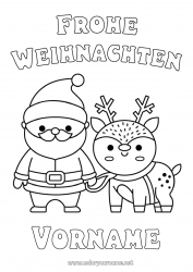 Kostenlose Zeichnung Weihnachtsmann Rentier Weihnachten Kawaii Einfache Ausmalbilder Waldtiere 