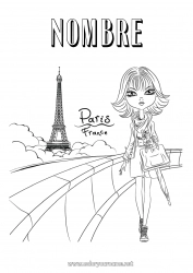 Dibujo libre Chica Francia Torre Eiffel Paris Monument