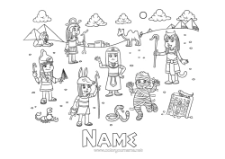 Colouring to customise Mummy Egypt Pyramid